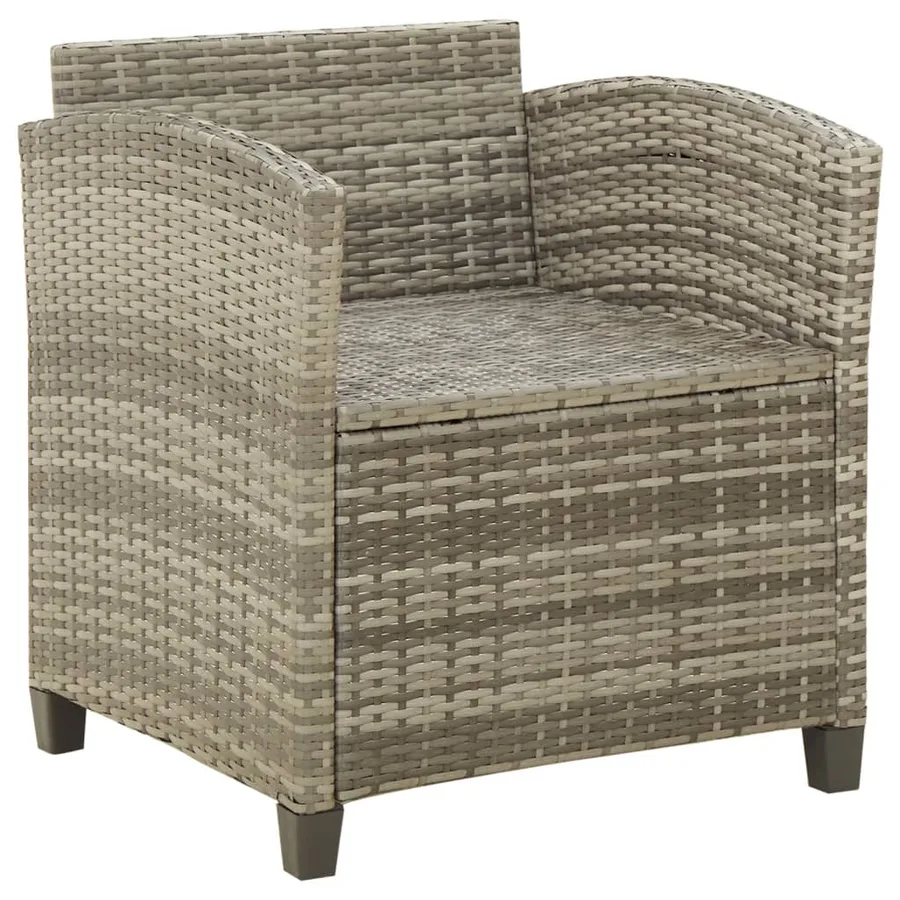 Chaise de jardin avec coussins Résine tressée Gris - 5