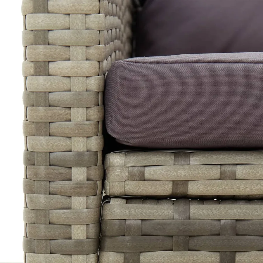 Chaise de jardin avec coussins Résine tressée Gris - 6