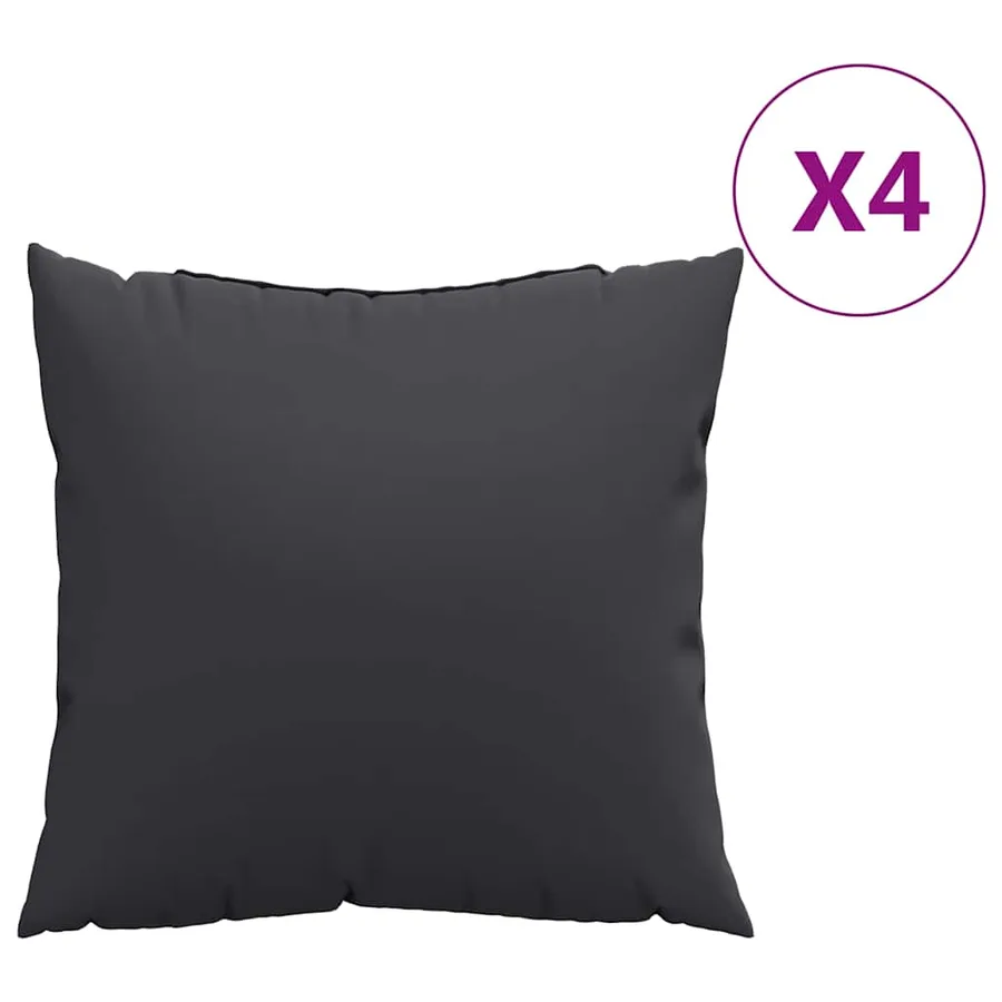 Coussins de canapé lot de 4 noir 50x50 cm tissu - 2