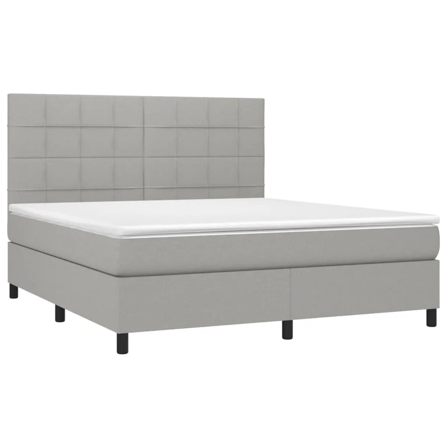 Sommier à lattes de lit et matelas et LED Gris clair 180x200 cm - 3