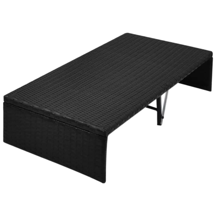 Lit de jardin avec auvent Noir 190x130 cm Résine tressée - 6