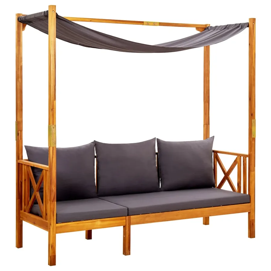 Banc de jardin avec auvent et repose-pieds Bois d'acacia solide - 2