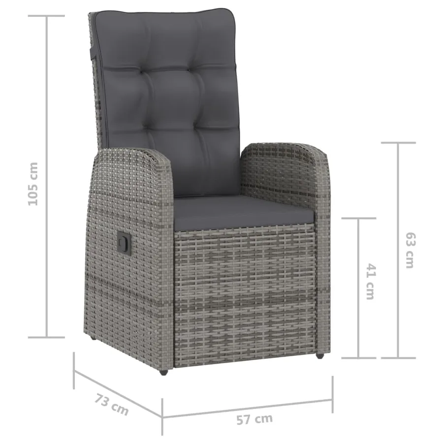 Ensemble à manger d'extérieur 9pcs coussins Résine tressée Gris - 13