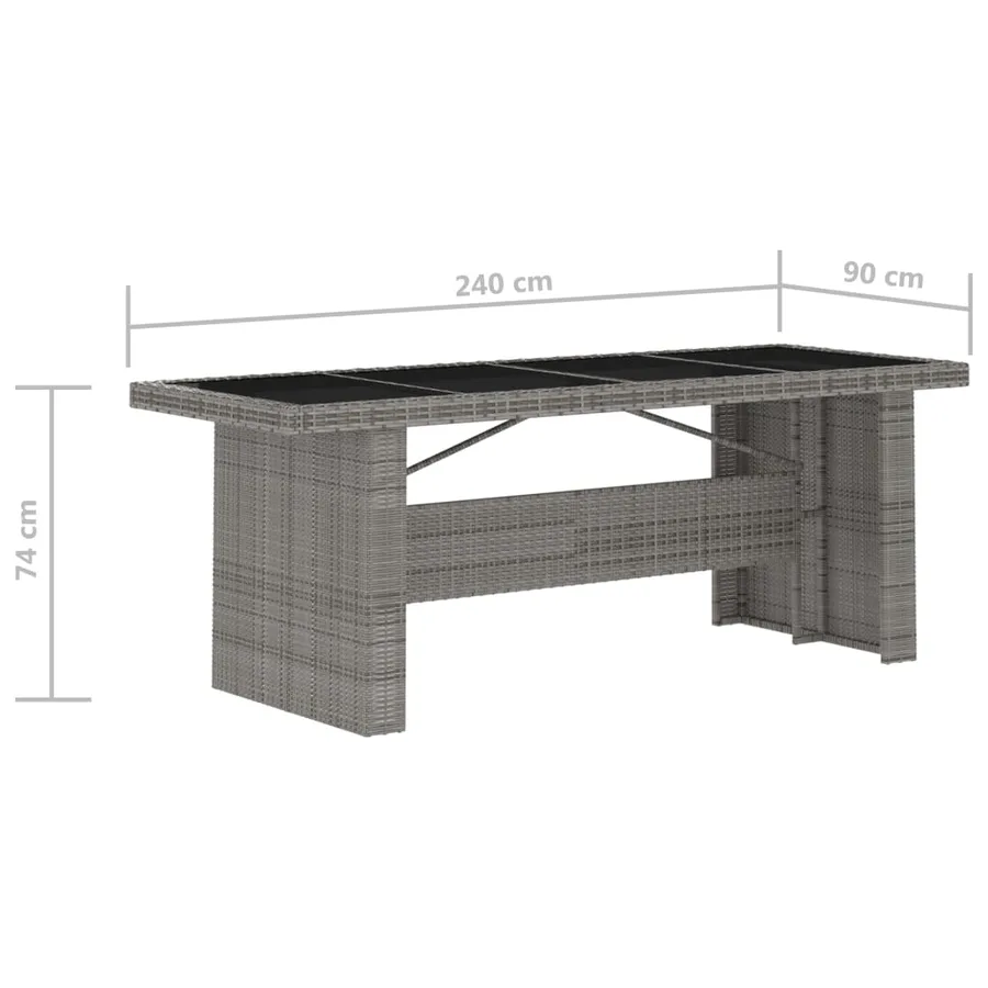 Ensemble à manger d'extérieur 9pcs coussins Résine tressée Gris - 14