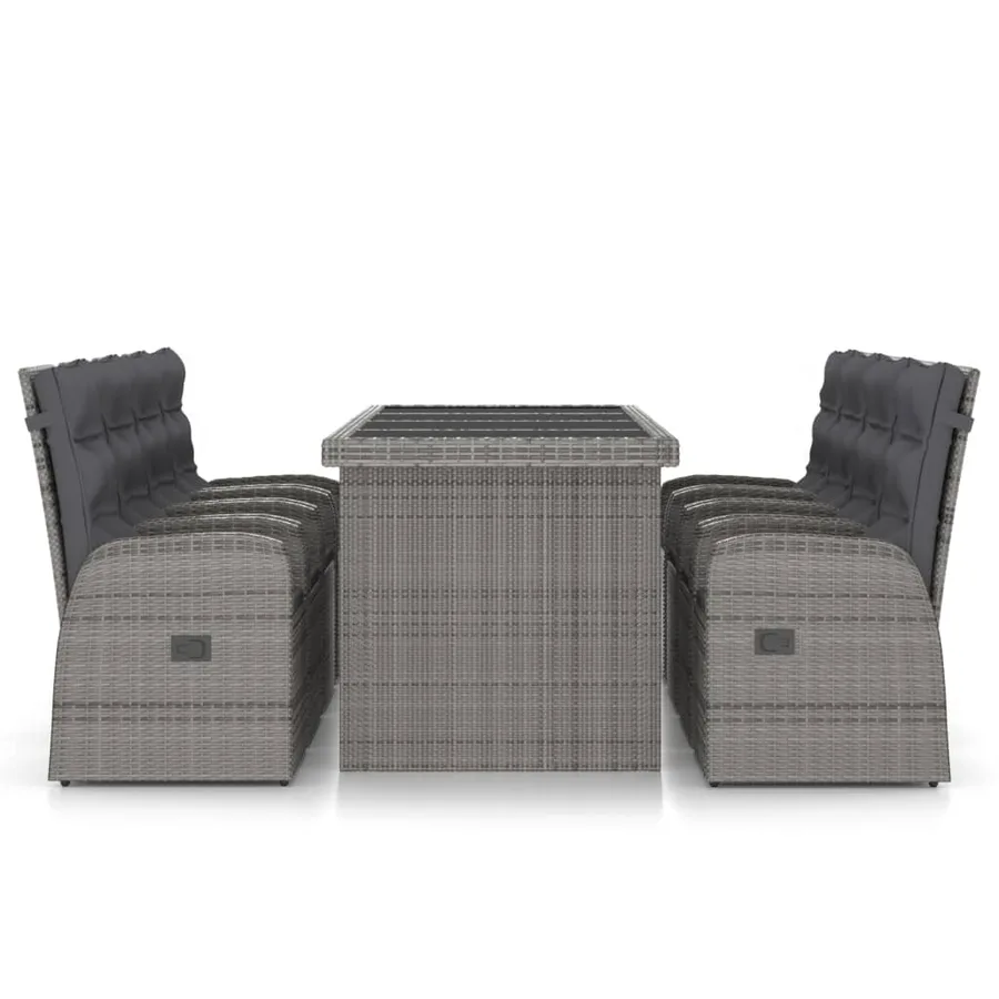Ensemble à manger d'extérieur 9pcs coussins Résine tressée Gris - 3