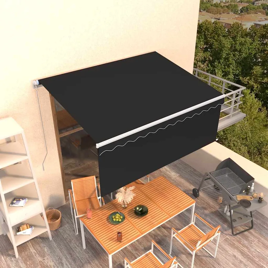 Auvent rétractable manuel avec store 3,5x2,5 m Anthracite
