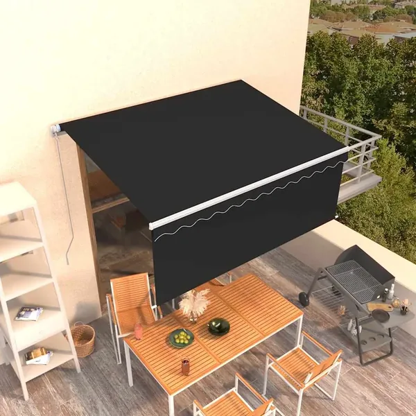 Auvent rétractable manuel avec store 3,5x2,5 m Anthracite