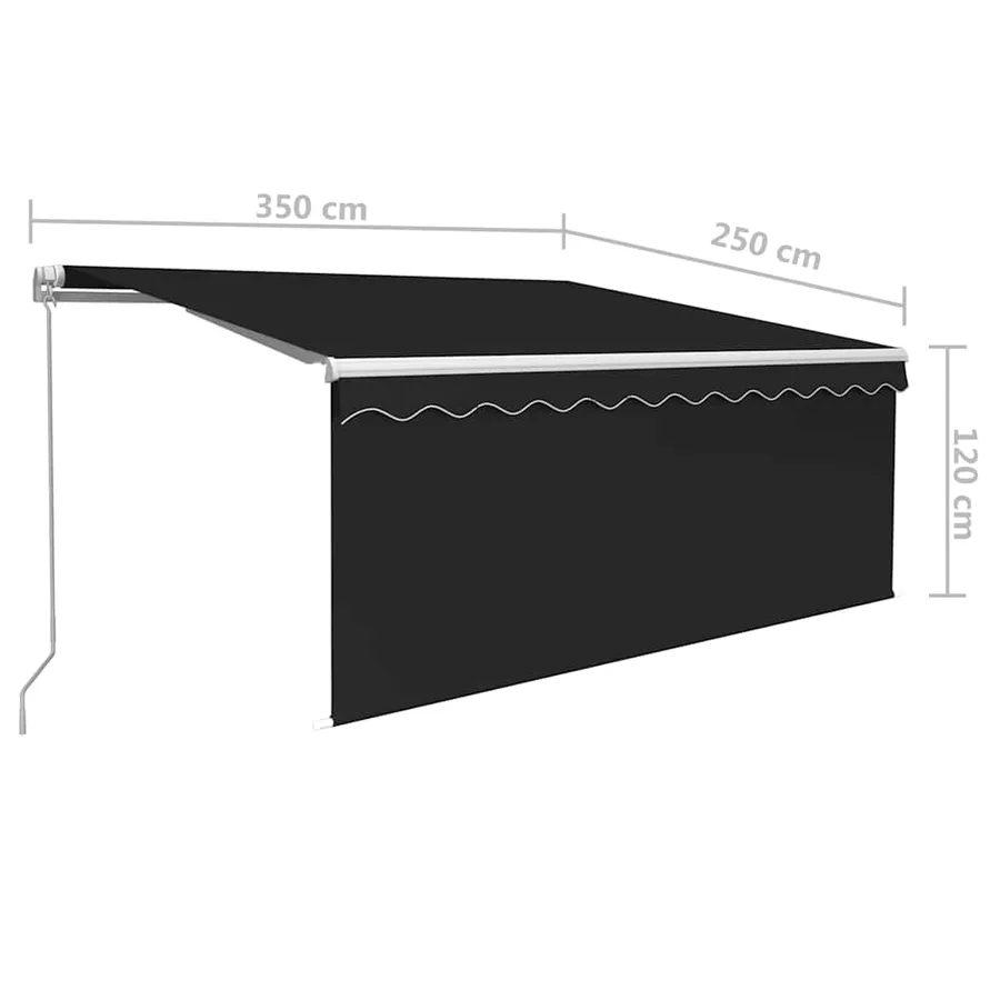 Auvent rétractable manuel avec store 3,5x2,5 m Anthracite - 7