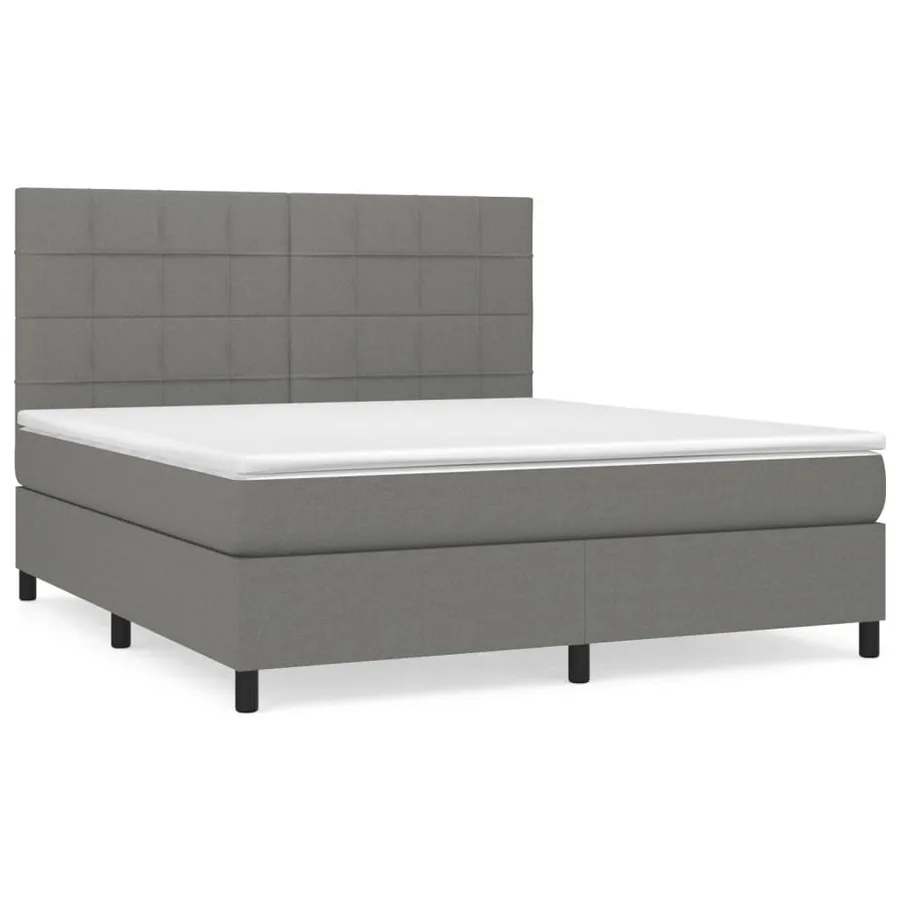 Sommier à lattes de lit avec matelas Gris foncé 180x200cm Tissu - 2
