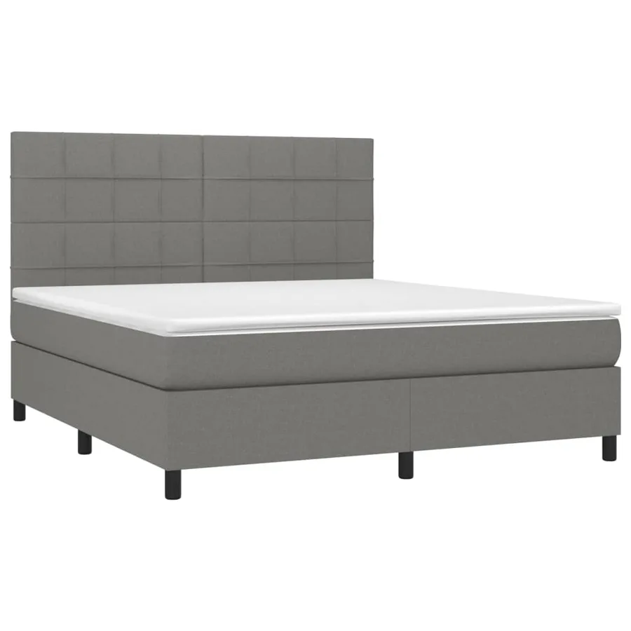 Sommier à lattes de lit avec matelas Gris foncé 180x200cm Tissu - 3