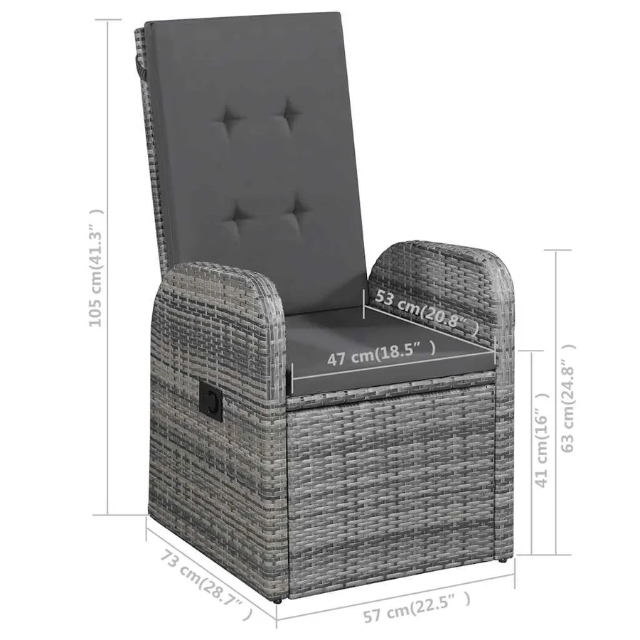 Ensemble à manger de jardin 7 pcs Gris - 10