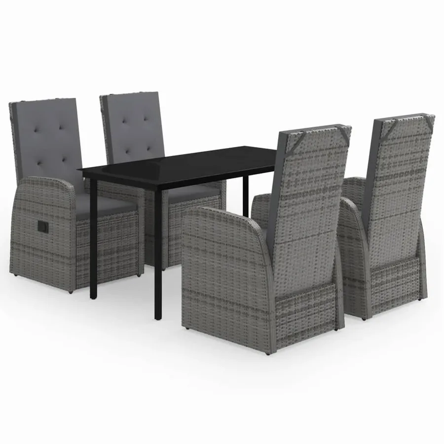 Ensemble à manger de jardin avec coussins 5 pcs Gris - 2