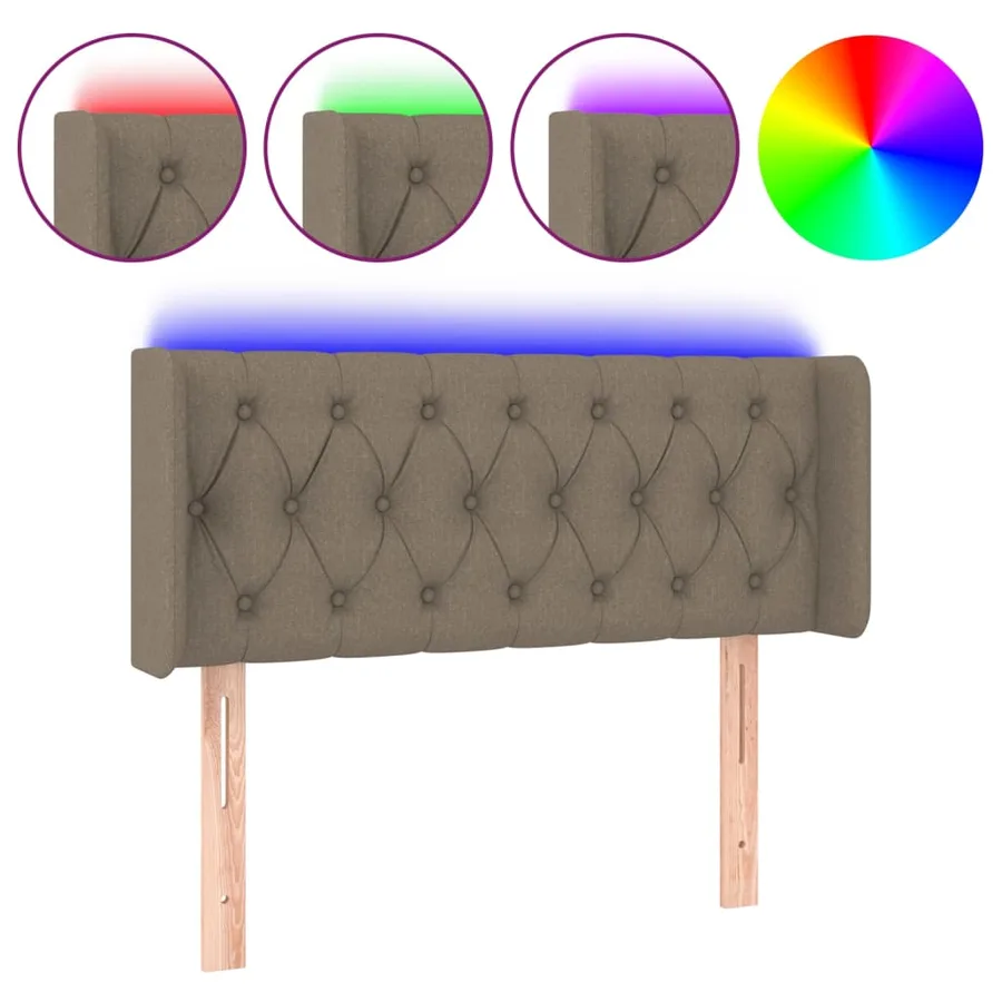 Tête de lit à LED Taupe 103x16x78/88 cm Tissu - 2