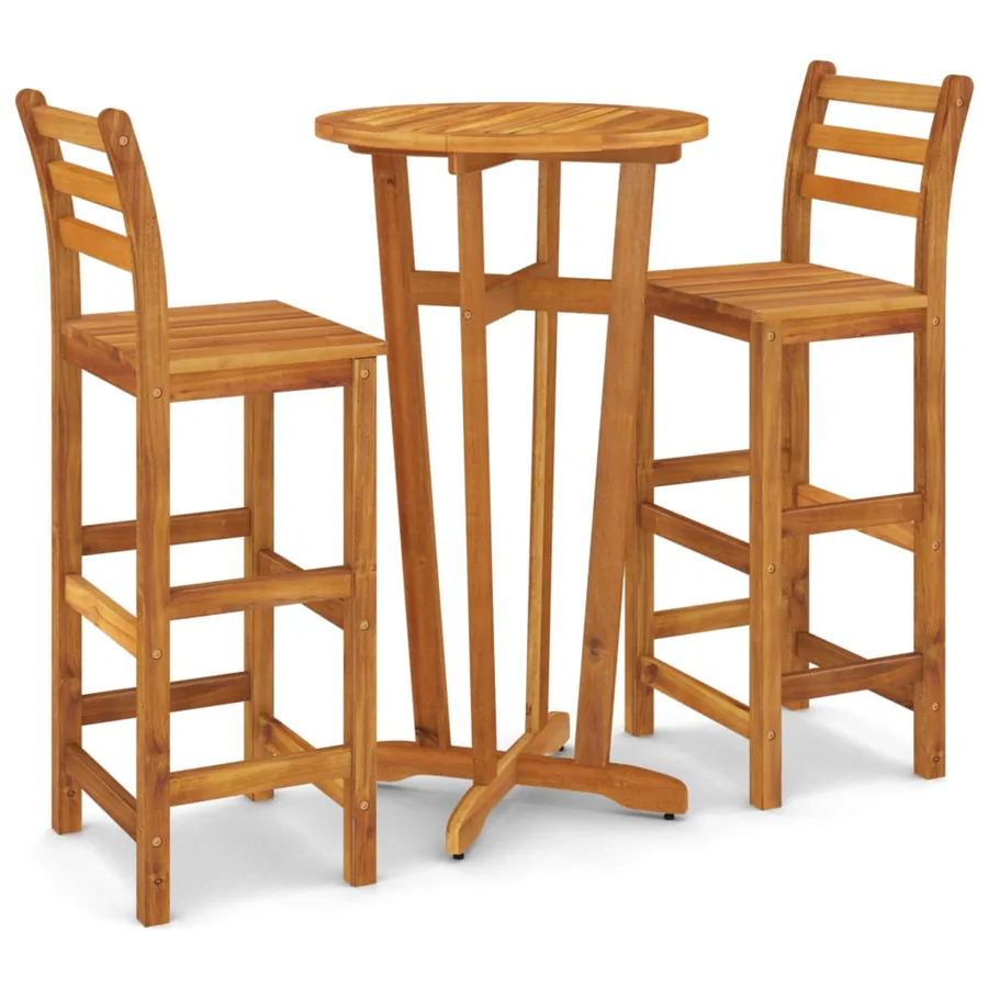 Ensemble de bar de jardin 3 pcs bois d'acacia solide - 2