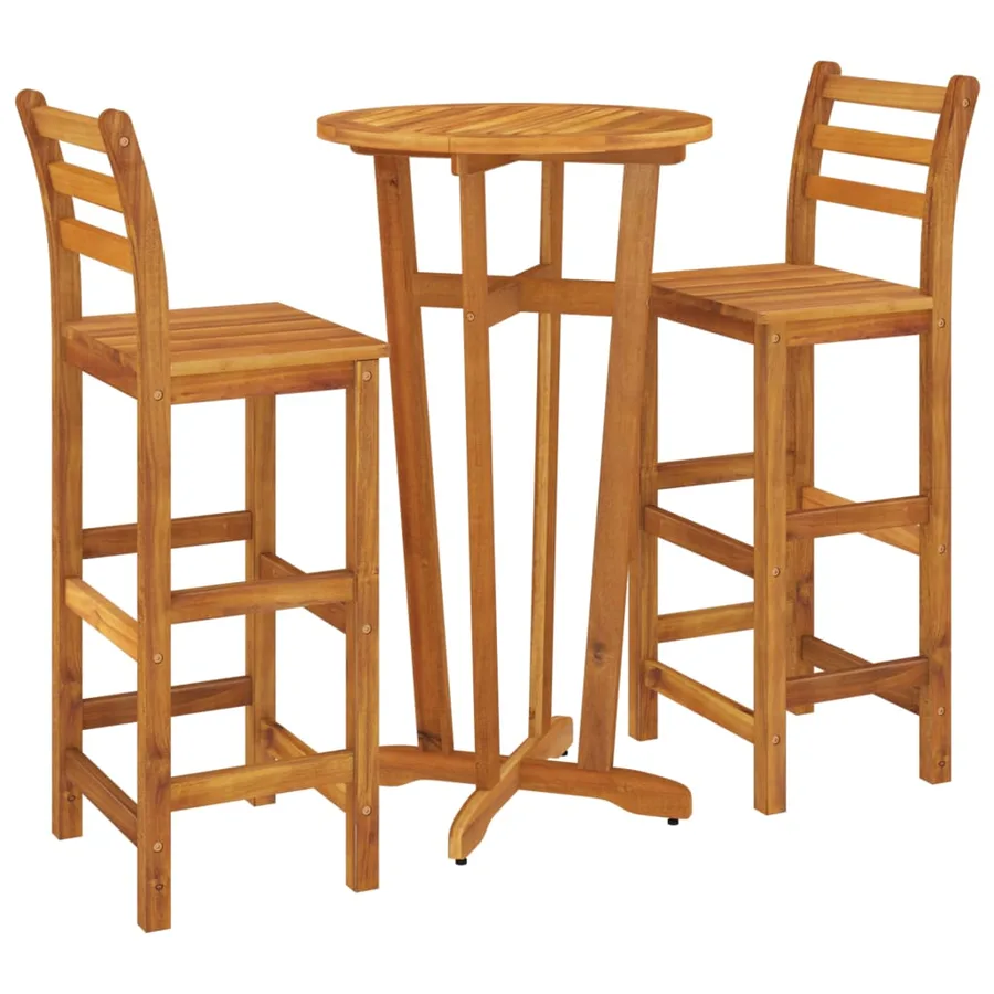 Ensemble de bar de jardin 3 pcs bois d'acacia solide - 3