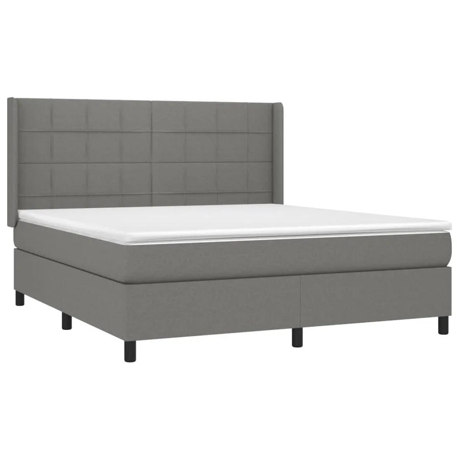 Sommier à lattes de lit avec matelas Gris foncé 180x200cm Tissu - 3