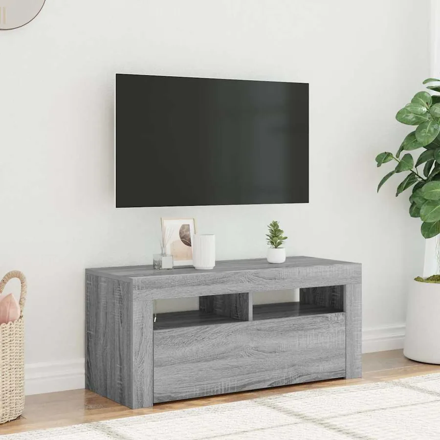 Meuble TV avec lumières LED Sonoma gris 90x35x40 cm