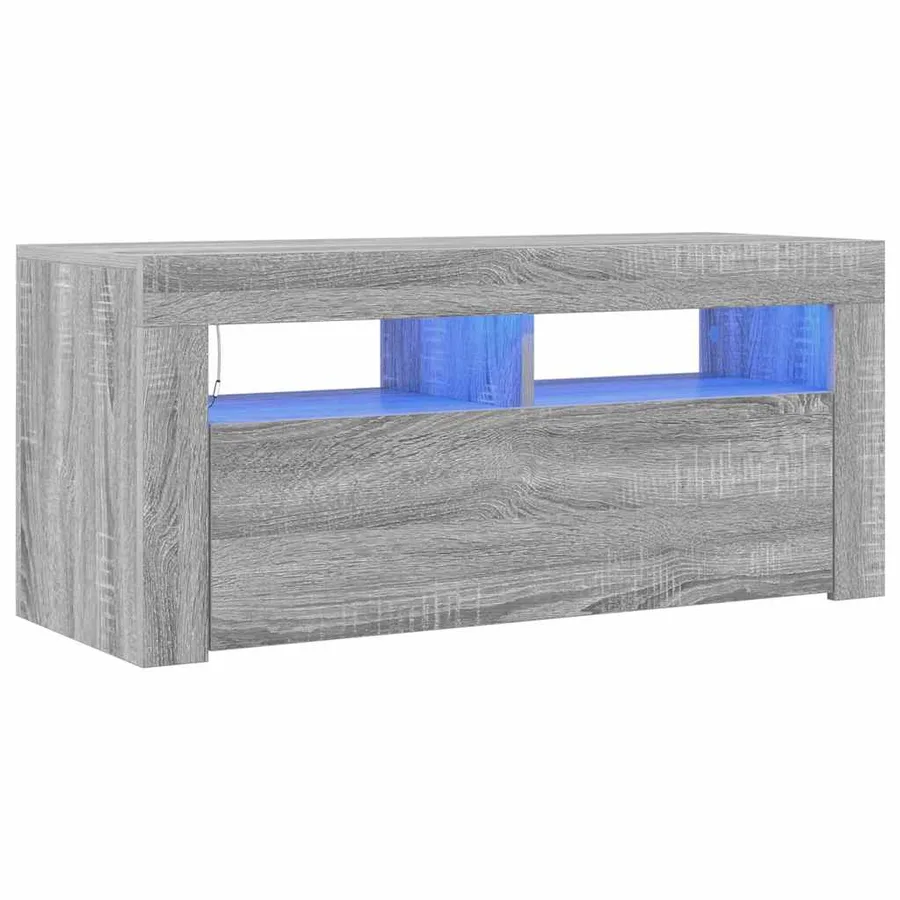 Meuble TV avec lumières LED Sonoma gris 90x35x40 cm - 2