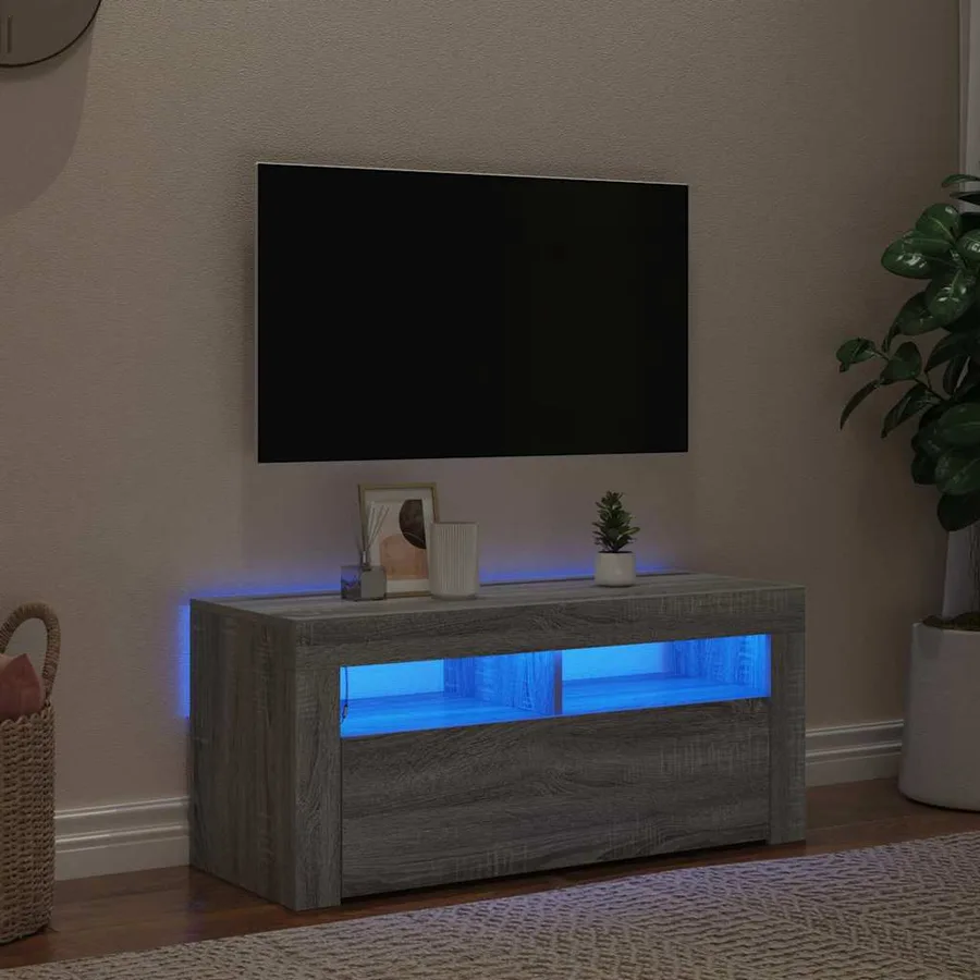 Meuble TV avec lumières LED Sonoma gris 90x35x40 cm - 3