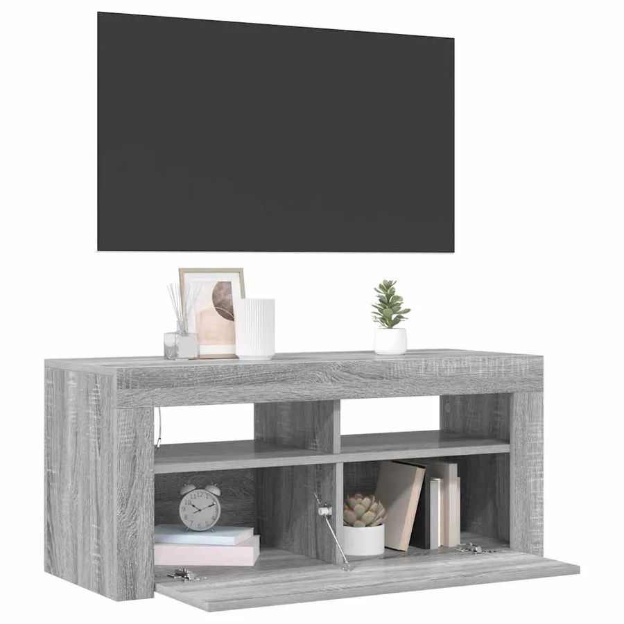 Meuble TV avec lumières LED Sonoma gris 90x35x40 cm - 4
