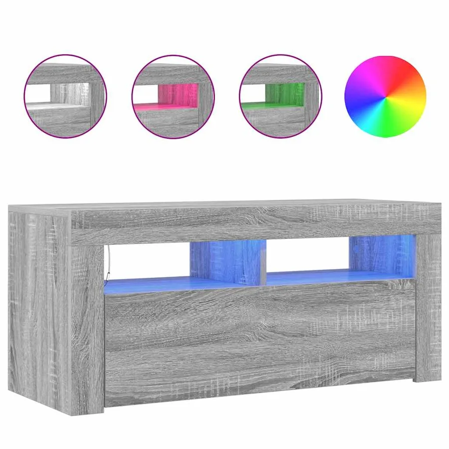 Meuble TV avec lumières LED Sonoma gris 90x35x40 cm - 5