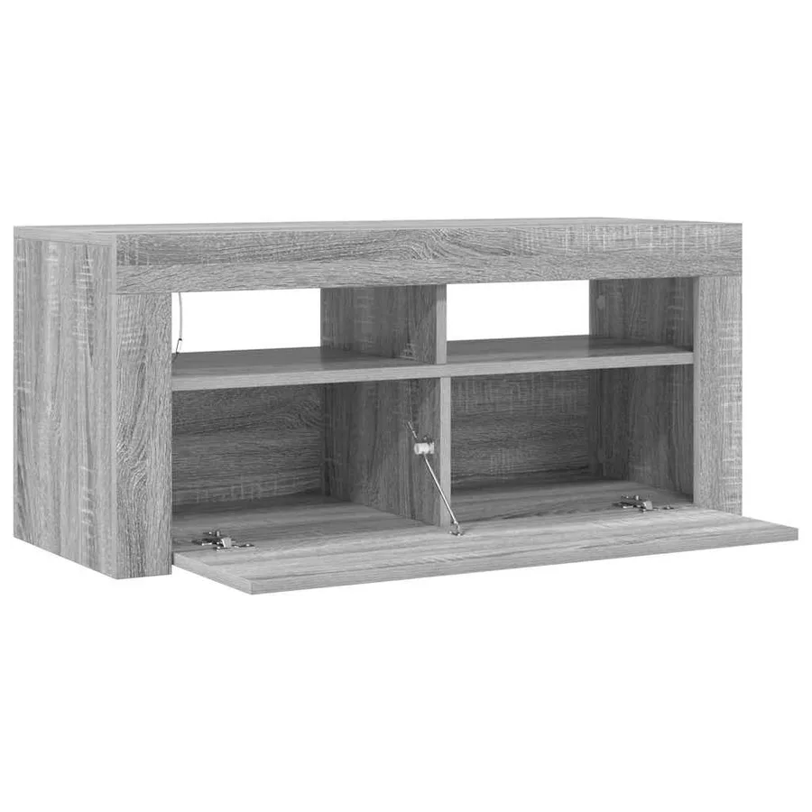 Meuble TV avec lumières LED Sonoma gris 90x35x40 cm - 8