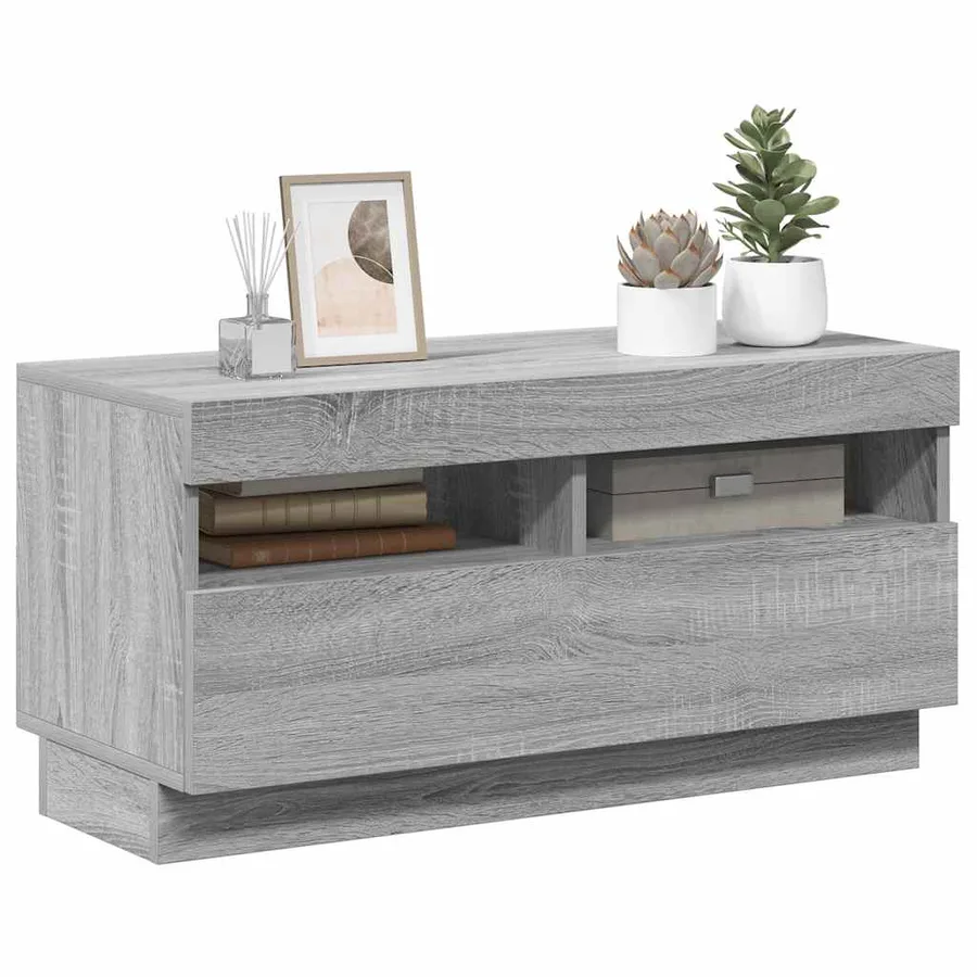 Meuble TV avec lumières LED sonoma gris 80x35x40 cm - 4