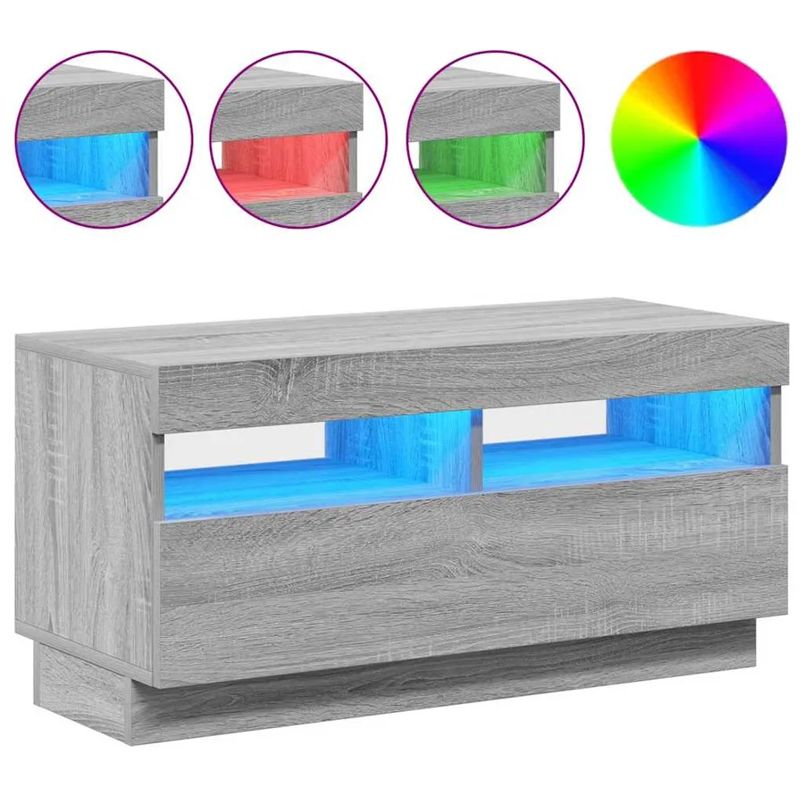 Meuble TV avec lumières LED sonoma gris 80x35x40 cm - 5