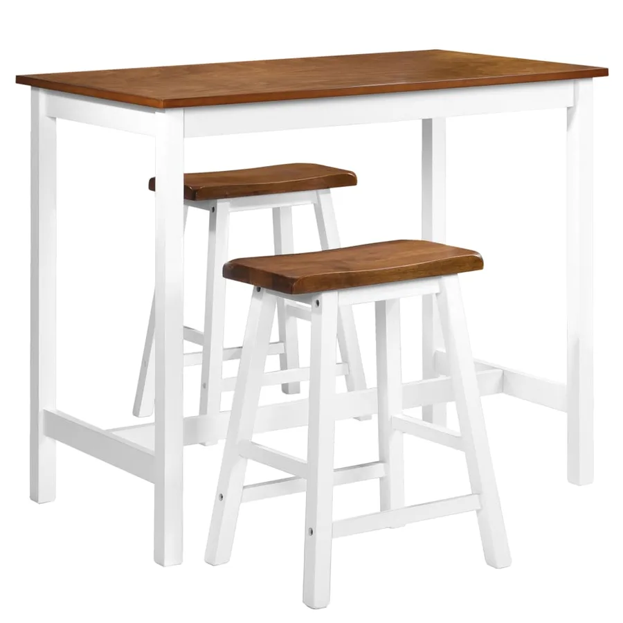 Table de bar et tabouret 3 pcs Bois massif - 2
