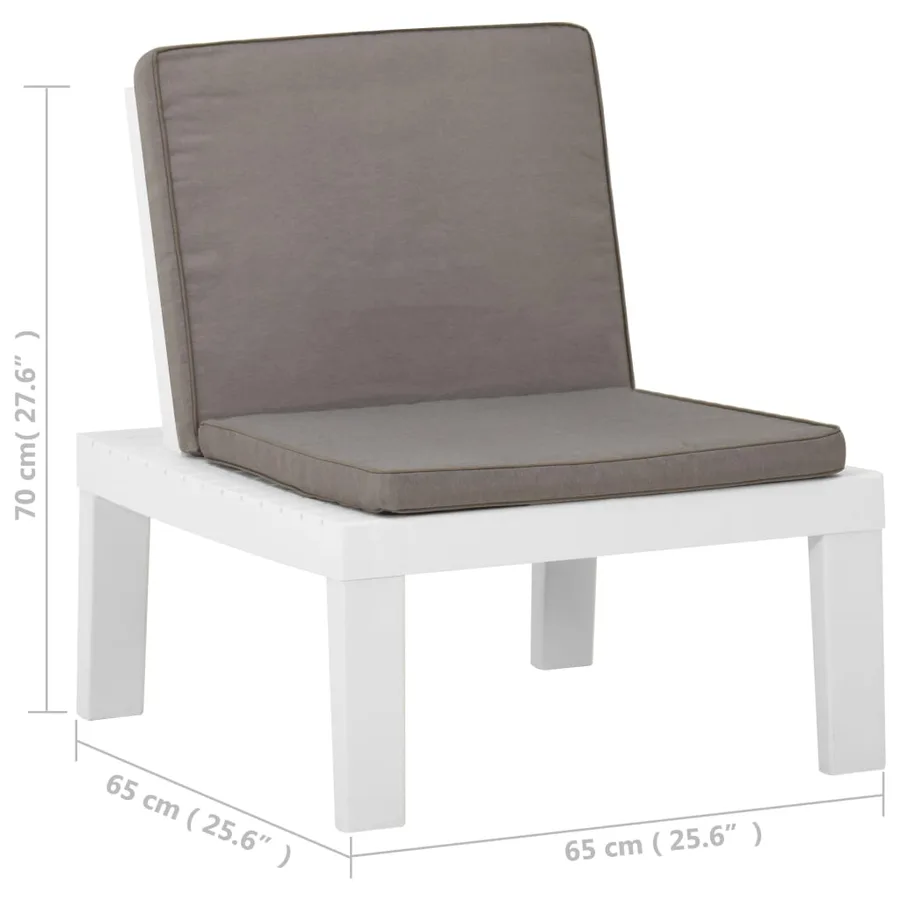 Chaise de salon de jardin avec coussin Plastique Blanc - 6