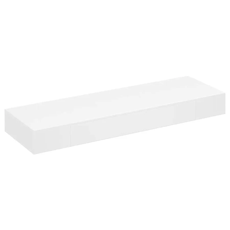 Étagère murale avec 1 tiroir MDF Blanc Rangement de livres/DVD - 2