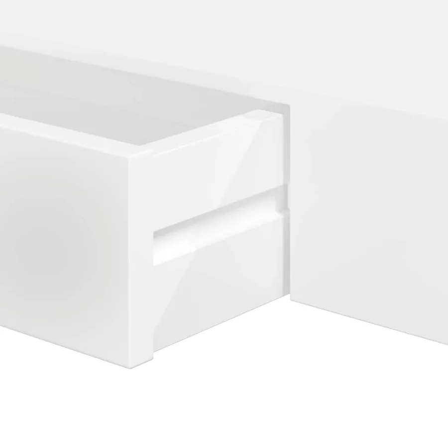 Étagère murale avec 1 tiroir MDF Blanc Rangement de livres/DVD - 8