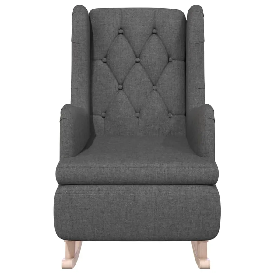 Fauteuil avec pieds à bascule en bois d'hévéa Gris foncé Tissu - 3