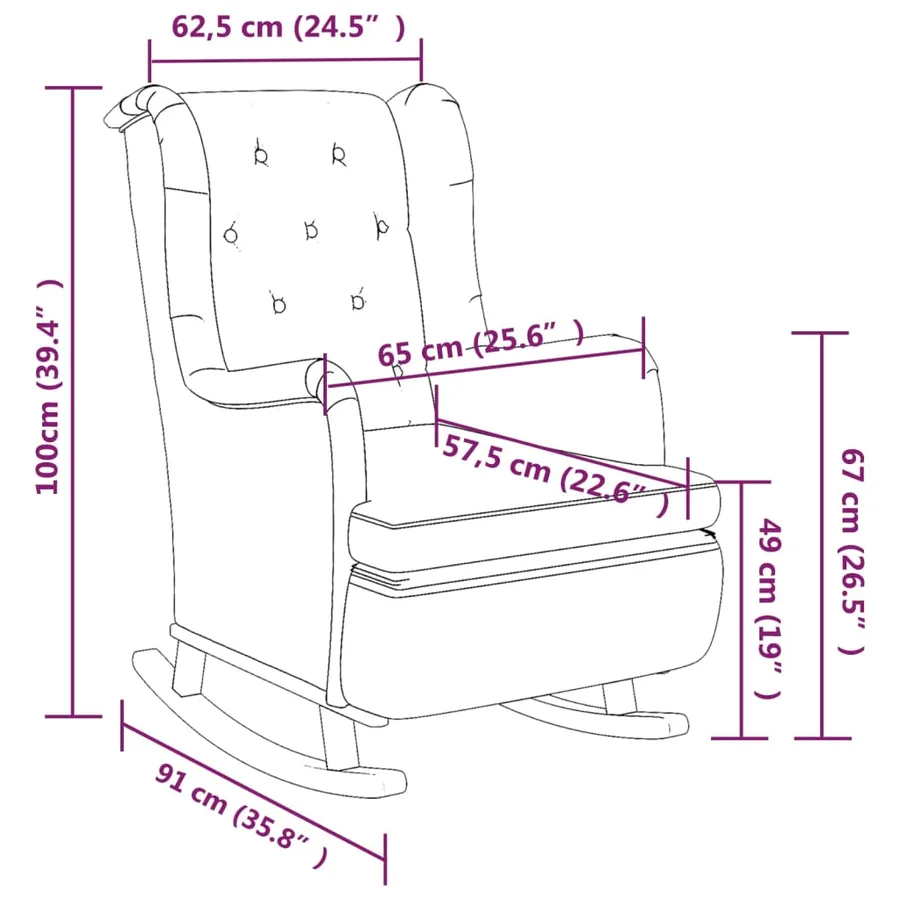 Fauteuil avec pieds à bascule en bois d'hévéa Gris foncé Tissu - 8