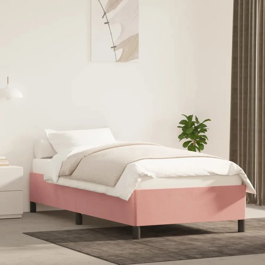 Cadre de lit sans matelas rose 100x200 cm velours