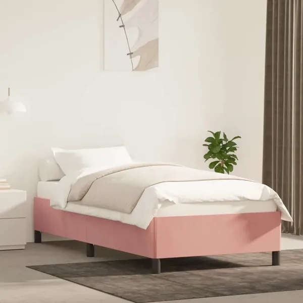 Cadre de lit sans matelas rose 100x200 cm velours