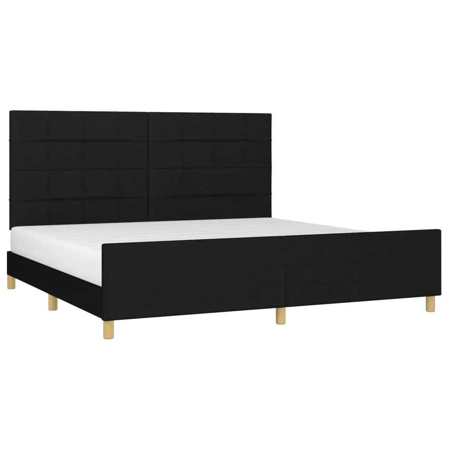 Cadre de lit sans matelas noir 200x200 cm tissu - 3