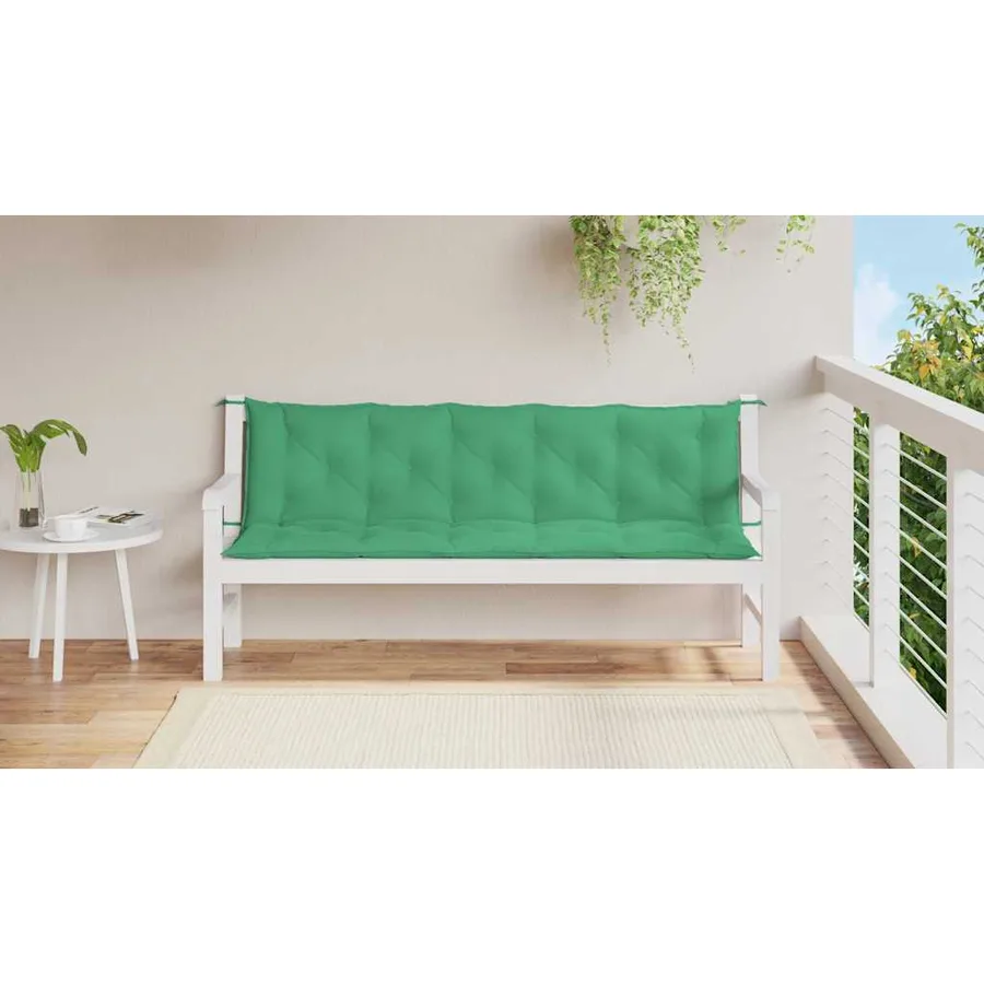 Coussin de banc de jardin vert 180x(50+50)x7 cm tissu oxford - 3