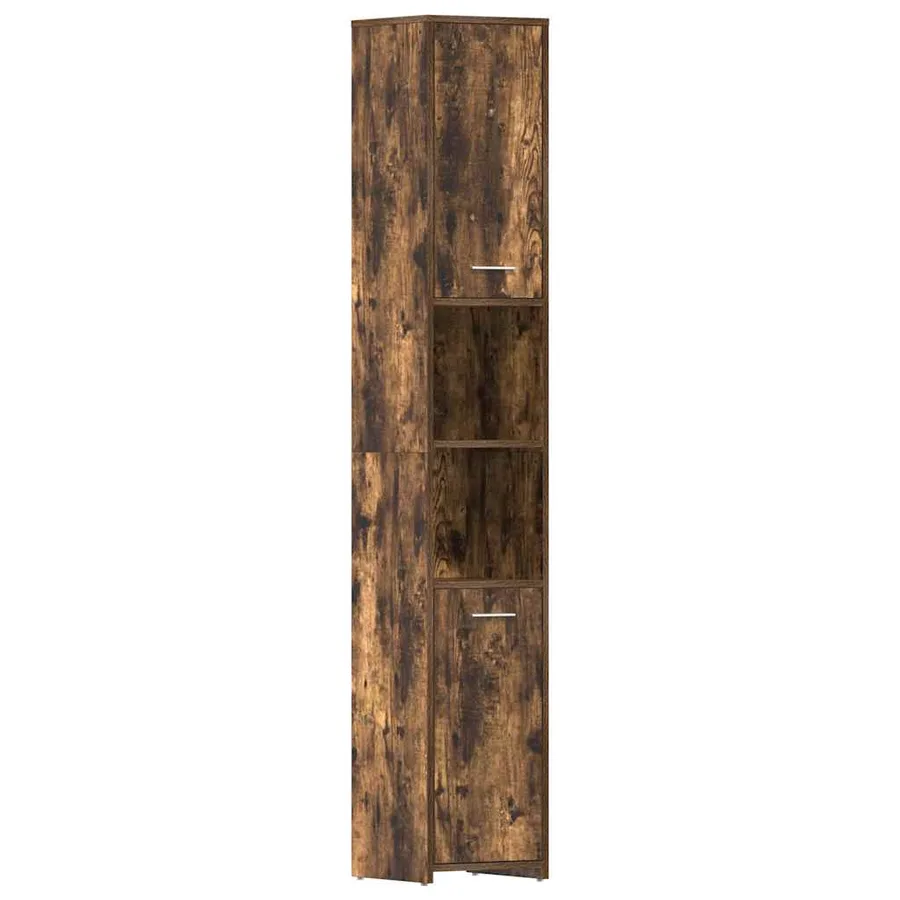 Armoire de bain Chêne fumé 30x30x183,5 cm Bois d'ingénierie - 2