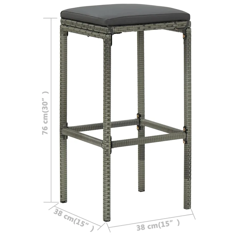 Ensemble de bar de jardin avec coussins 5 pcs Gris - 9