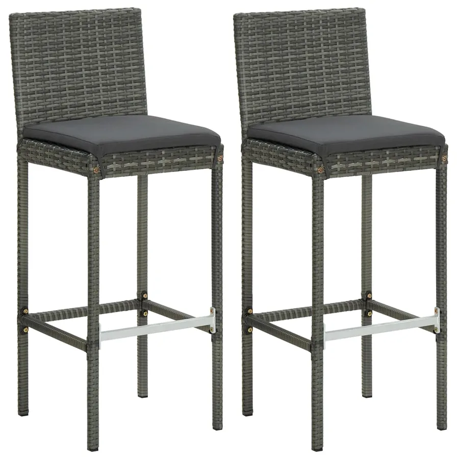 Ensemble de bar de jardin avec coussins 3 pcs Gris - 3