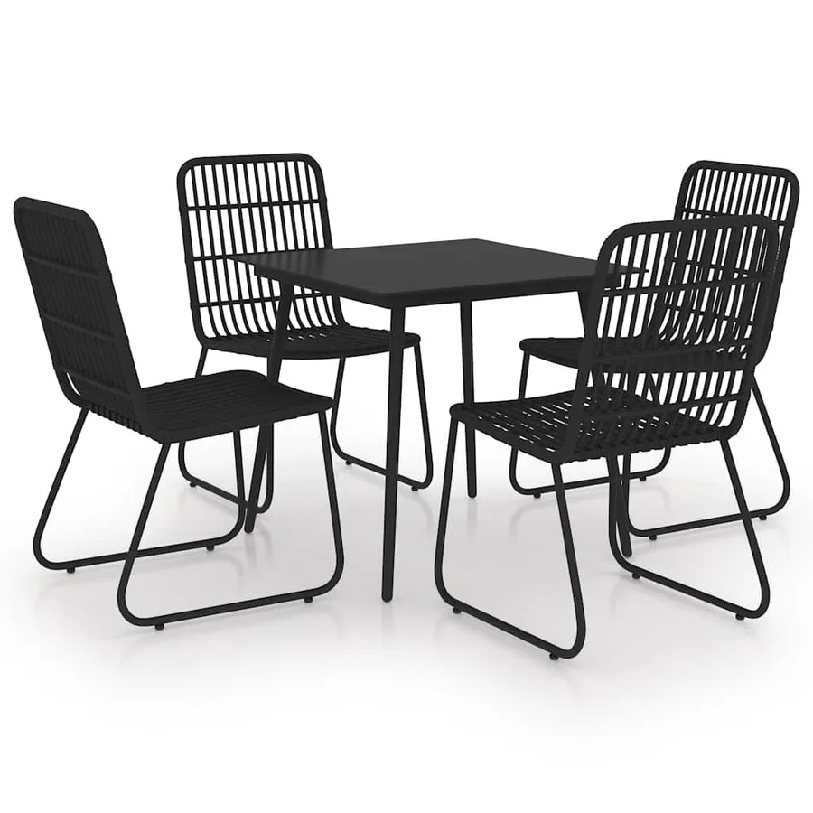 Ensemble à manger d'extérieur 5 pcs résine tressée et verre - 2
