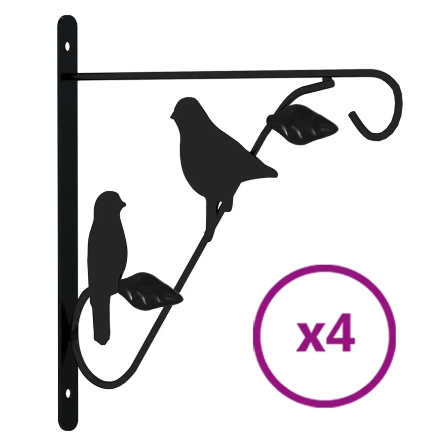 Supports de panier suspendu 4 pcs noir acier - 2