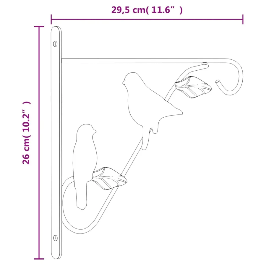 Supports de panier suspendu 4 pcs noir acier - 8