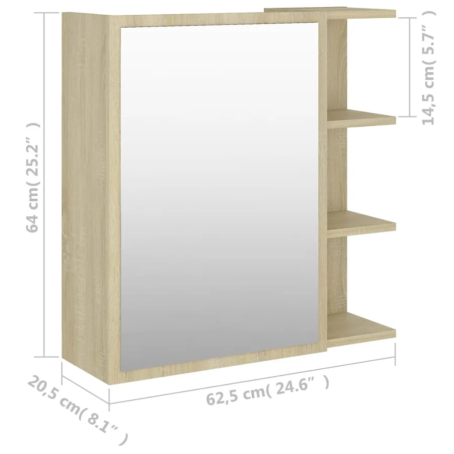Armoire à miroir de salle de bain Chêne sonoma Bois ingénierie - 10