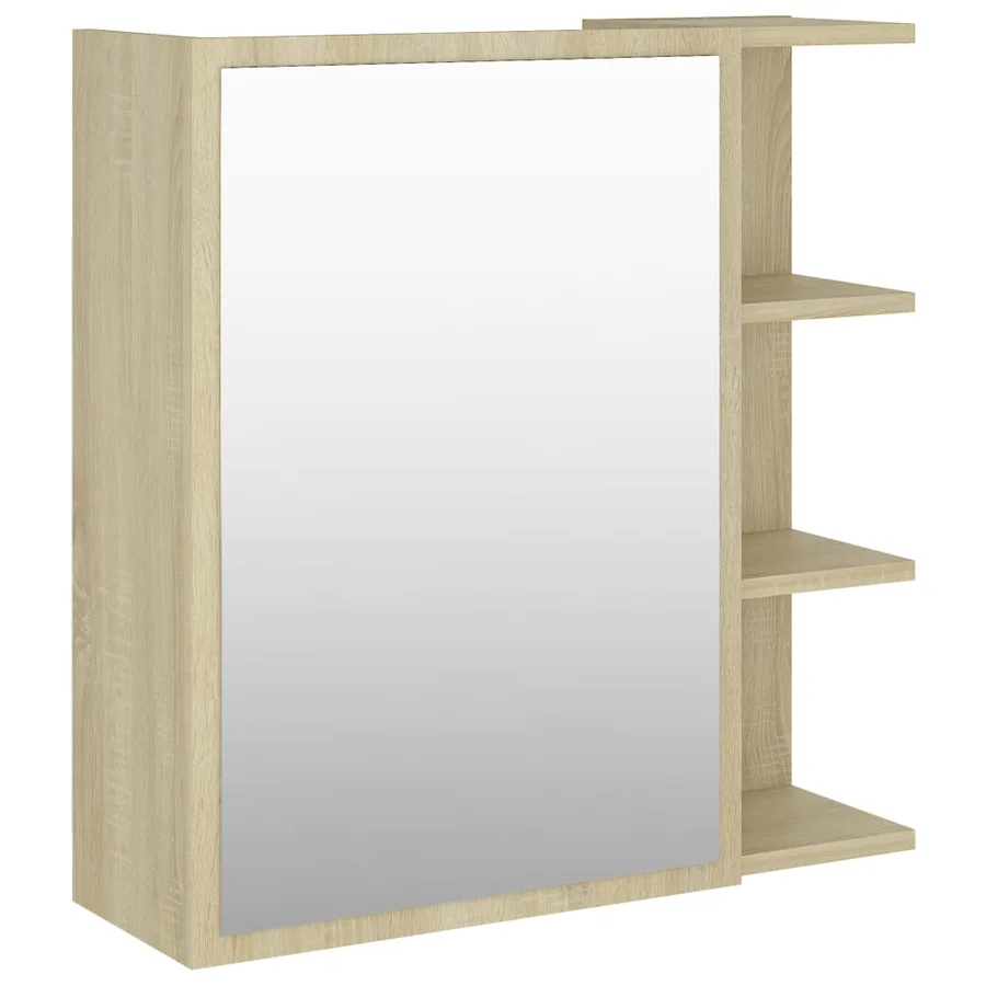 Armoire à miroir de salle de bain Chêne sonoma Bois ingénierie - 2