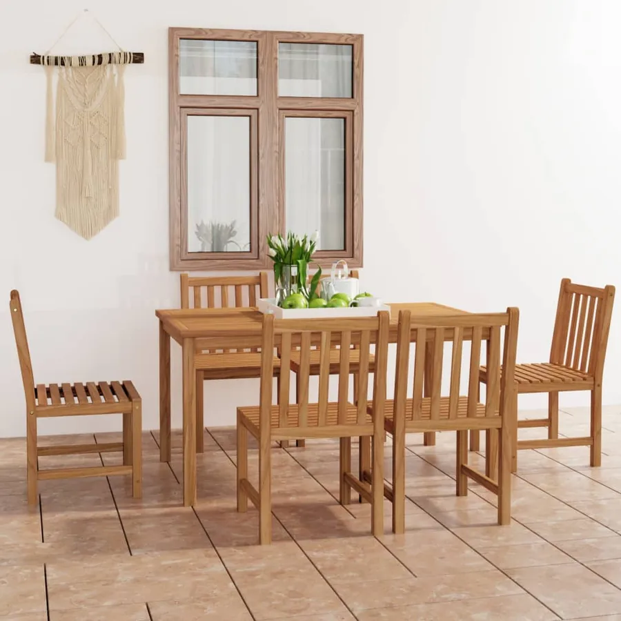 Ensemble de salle à manger de jardin 7 pièces 150 x 90 cm en bois de teck massif