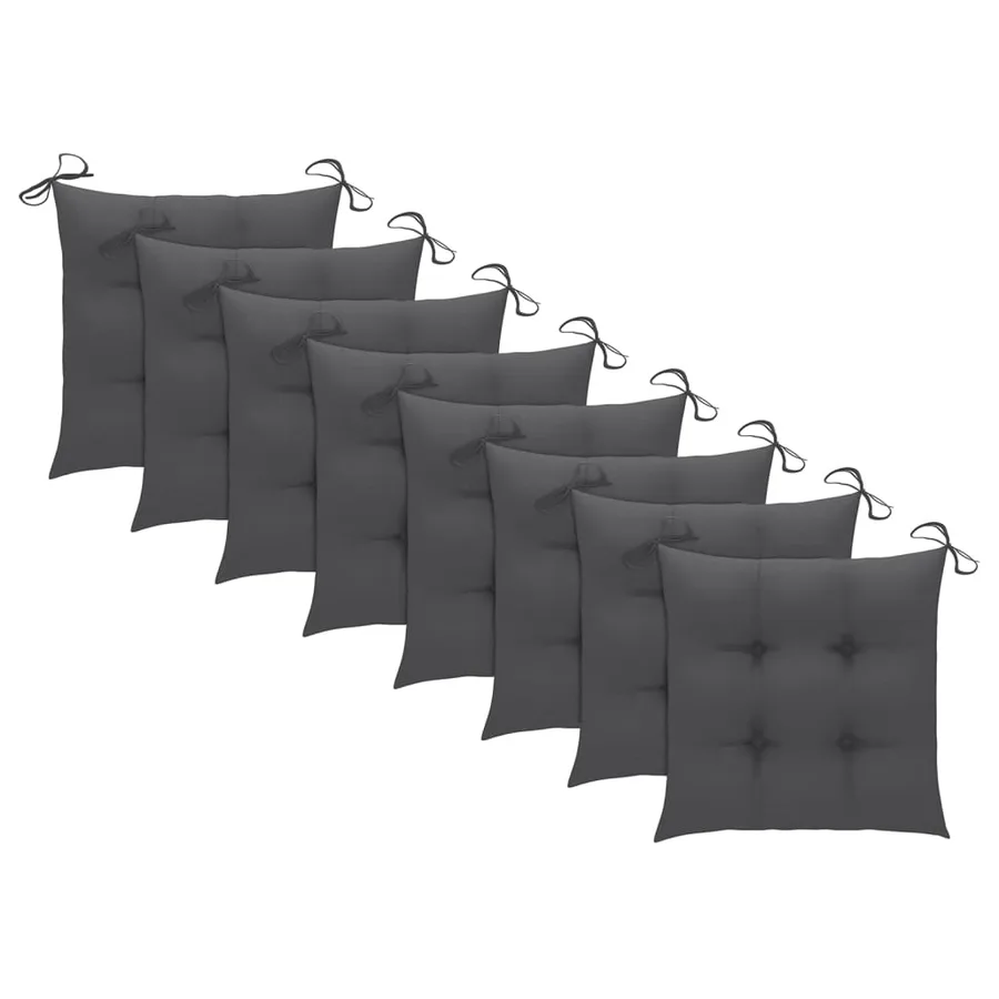 Chaises de jardin lot de 8 avec coussins Bois de teck massif - 6