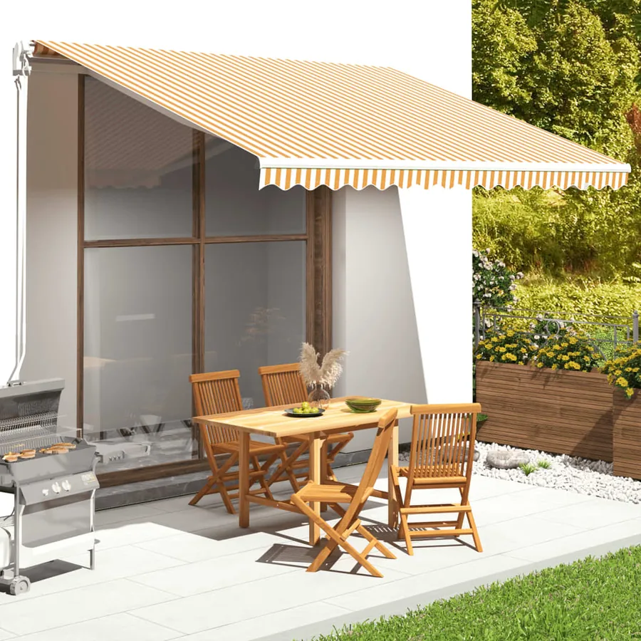 Tissu de remplacement pour auvent jaune et blanc 4x3,5 m polyester