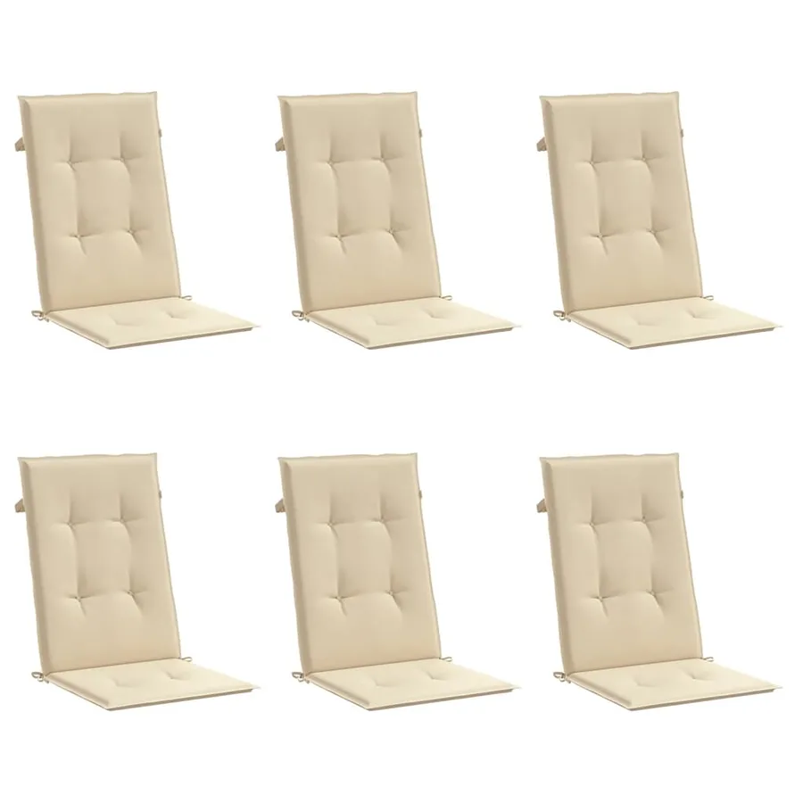 Coussins de chaise de jardin dossier haut lot de 6 beige tissu - 3